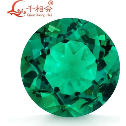 Round shape Created Hydrothermal Columbia Emerald including minor cracks and inclusions loose gemstone