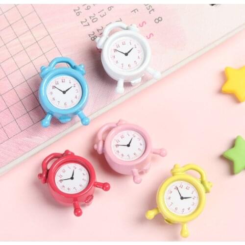 10 Colors 1:12 Scale Metal Alarm Clock Dollhouse Miniature Toy Mini Home Decoration Doll Living Room Accessories