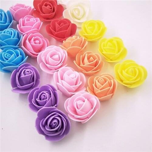 50/100/200 Pieces Teddy Bear of Roses Artificial Flowers Mini PE Foam Flower Head Handmade DIY Wedding Home Decoration