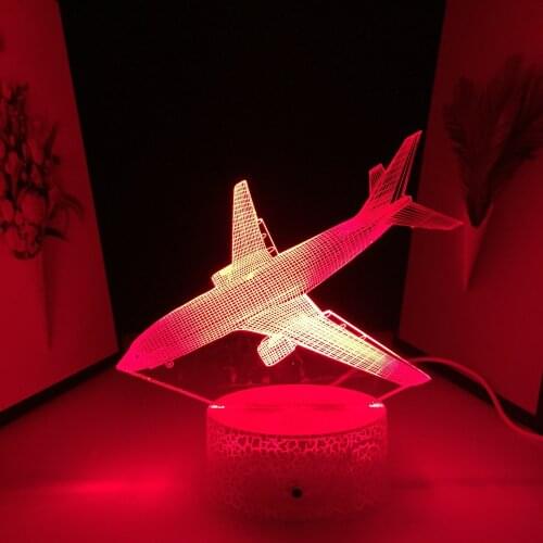Air Plane Model 3D LED Neon Night Lamp Home Bedroom Desk Decoration Childrens Festival Birthday Gifts USB Link Charging