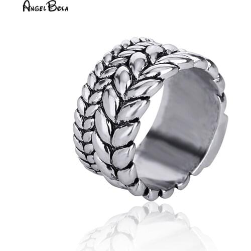 Fashion Tire Pattern Mens Buddha Chain Link Finger Ring for Women Men Ancient Silver color Never Faded Jewelry Drop Shipping