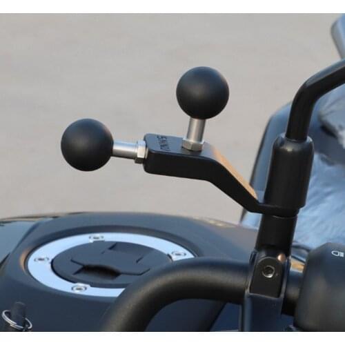 Motorcycle Angled Base with 10mm Hole w/ 2x 1" Inch Ball Compatible Head Mount Adapter for RAM Mount for Gopro for Garmin GPS