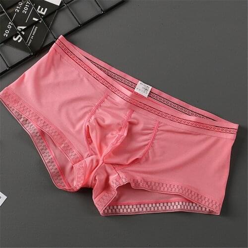 Mens Ice Silk Boxer Pants Breathable Panties Male Large Ultra Thin Boxer Shorts Sexy Underwear For Men