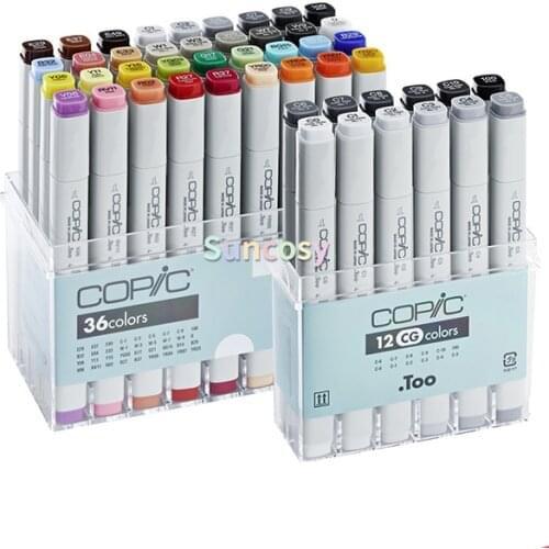 Copic Marker Classic Markers Set,12 36 72 colors,Refillable markers and replaceable nibs,Alcohol-based ink, illustration design