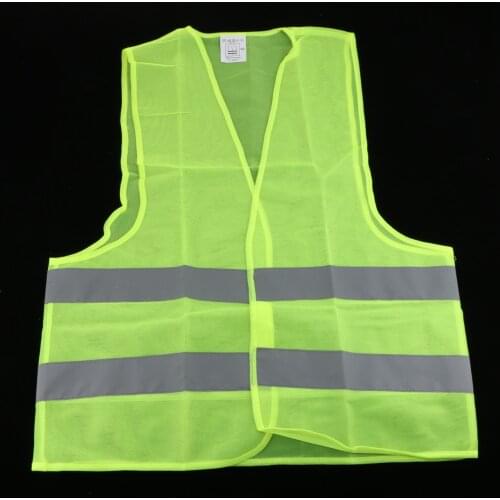 Neon Green Safety Vest Jacket With Reflective Strips High Visibility Large Size