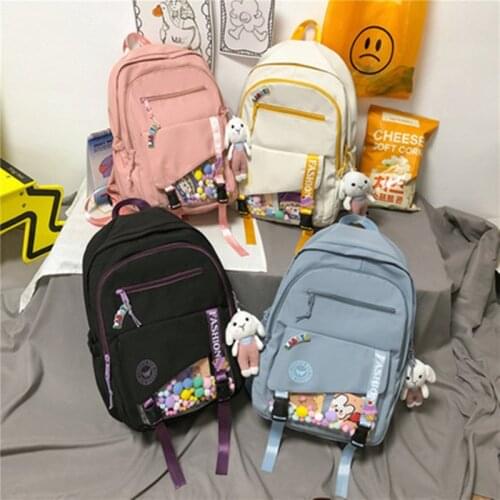 2021 New Korean backpack Harajuku style middle school student school bag nylon ins style wild casual travel backpack itabag