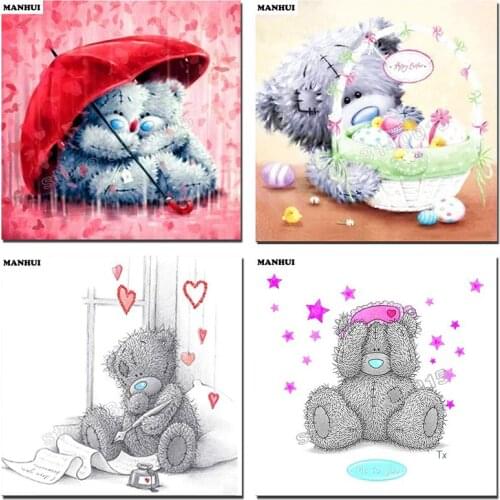 New DIY Diamond Painting Cross Stitch Picture Rhinestones Full Square Diamond Mosaic Cartoon bear series MH031