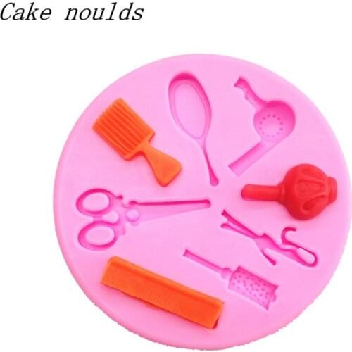 Wholesale Silicone mold RS064 Mini mirror comb hair dryer shape Decoration Clay mold Fondant cake mold