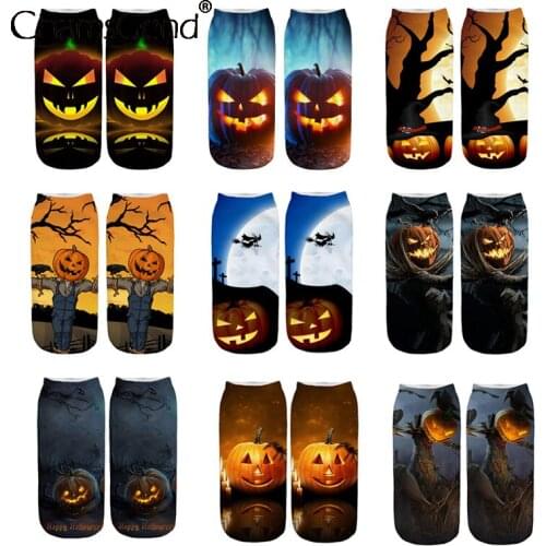 Autumn And Winter New Style Kawaii Harajuku Halloween Woman Socks Cotton Skeleton Alien Pumpkin Crew Socks Kawaii Socks Gift