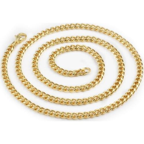 Curb Cuban Mens Necklace Link Chain Gold 316L Stainless Steel Necklaces for Men women Fashion Jewelry Accesories Gift 5mm