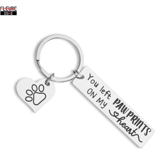 Cute Key Chain Memorial Gift Jewelry Loss of Pet Made Memorial Pet Dog Cat DIY Crafts You Left Paw Prints on My Hearts