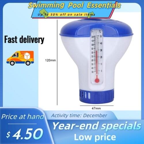 Swimming Pool Floating Chlorine Dispenser with Thermometer Disinfection Automatic Applicator Pump Swimming Pool Accessories