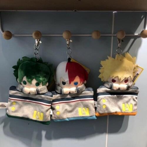 10pcs/lot Anime My Hero Academia Izuku Katsuki Shouto Plush pendant toy coin purse card bag keychain pendant Gift 15cm