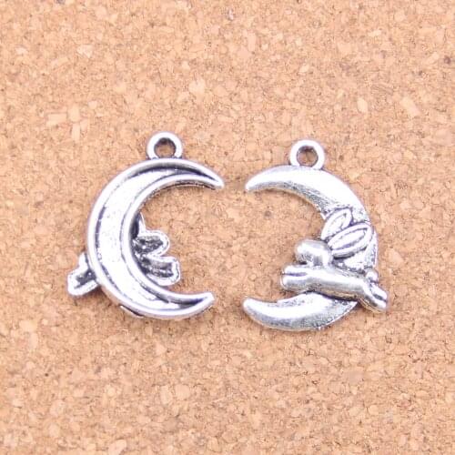 18pcs Charms moon running rabbit 20x15mm Antique Pendants,Vintage Tibetan Silver Jewelry,DIY for bracelet necklace