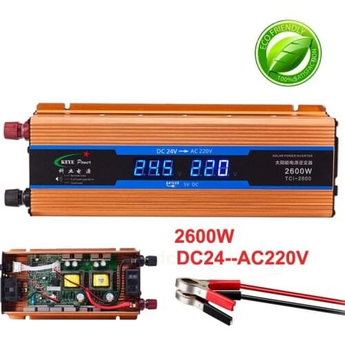 Professional 2600W Car Inverter Power Suppl Converter DC 24V to AC 220V Automobiles Voltage inversor Car USB Charger