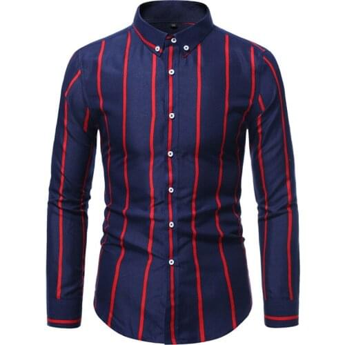Mens Shirts spring autumn Blouses casual long sleeve shirt men slim fit Fashion stripe shirt