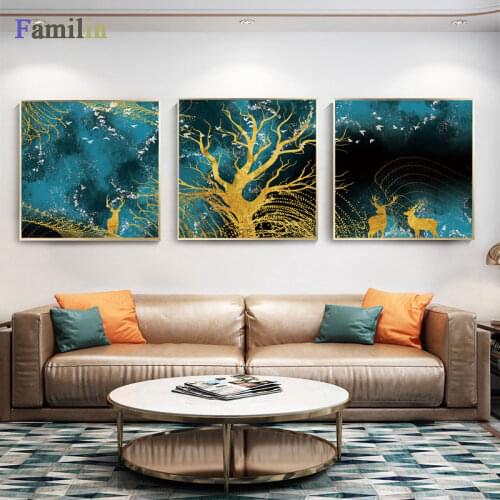 Northern Europe Abstract Light Luxury Elk Modern Living Room Sofa Background Wall Painting Creative Poster Style Home Decoration