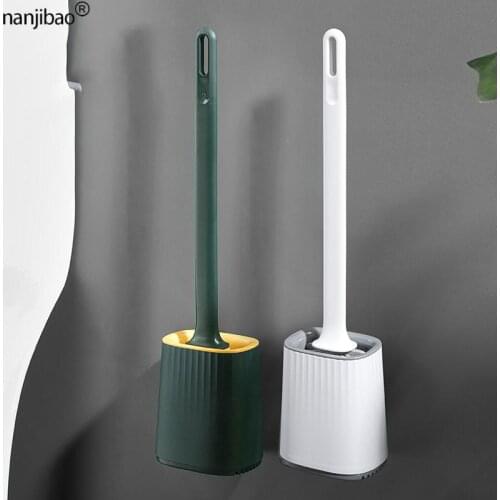 Nanjibao Silicone Toilet Brush with Base Wall Mount No Dead Corner Drainable Toilet Cleaning Brush Household Bathroom Accessorie