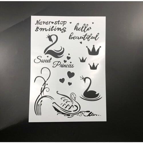 1pc Stencils Black Swan Painting Template DIY Scrapbooking Album Decorative Bullet Journal Stencils Drawing Template Reusable