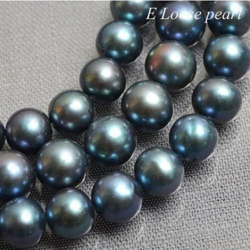 Unique Pearls jewellery Store Freshwater Pearl Near Round Potato Pearl Peacock Green Loose Beads 7-8mm YLSC1-90