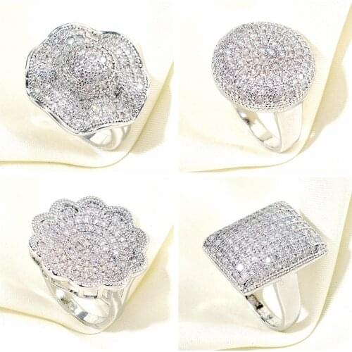 Party Banquet Big Rings for Women Lady Luxury White Gold Color Finger Rings Vintage Fashion Jewelry White gold Ring Mom Gift