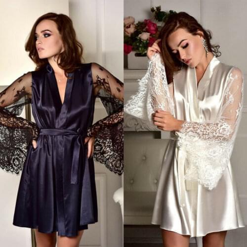 Women Satin Robe Kimono Dress Gown Wedding Lingerie Bridesmaid Sleepwear Night BIkini Cover Up Beachwear