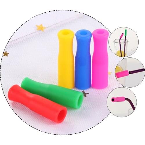 10Pcs 6mm/8mm Caps Silicone Tip Food Grade Bar Straw Teeth Protector Cover Anti Burn Prevent Scald Straw sleeve Party Supplies