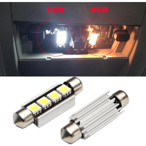 2pcs C5W LED 44mm 4SMD White Dome Festoon LED Car Light Bulb 578 211-2 12844 Auto Lamp Interior Lights Car Light Source