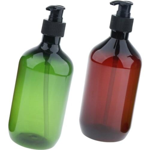 2x Refillable Press Empty Plastic Bottle for Water Lotion Shampoo Soap 500ml