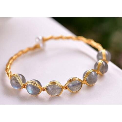 2021 New Handmade Beaded Bracelet Natural Stone Moonstone Beads Braided Bracelet for Friendship Women Bangles Jewelry Gifts