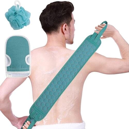 3 Pack Body Scrubber Exfoliating Back Scrubber Sponge Ball and Bath Glove Set for Shower Body Bast Wisp Bath Cleaning Supplies