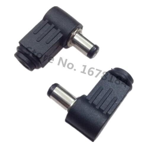 5Pcs Black 2.1mm x 5.5mm 2.5mm x 5.5mm DC Power Male Plug Jack Adapter 90 Degree