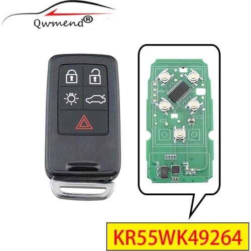 QWMEND KR55WK49264 5 Buttons Car Remote Key for Volvo XC60 S60 S60L V40 V60 S80 XC70 KYDZ Smart Car Key FSK 433Mhz