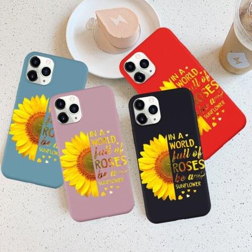 JAMULAR Sunflower Phone Case For iPhone 11 Pro XS MAX X SE 2020 XR 7 8 6 Plus Flower Art Black Silicone Soft TPU Back Cover Capa