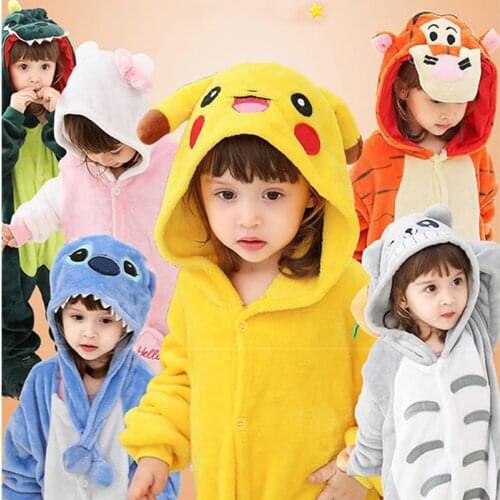 Pokemon Childrens Pajamas Pikachu Flannel One-piece Pajamas Boys and Girls Home Clothes Cartoon Anime Animal Pajamas Keep Warm