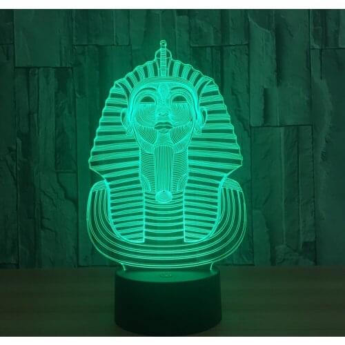 Egyptian Pharaoh LED simple lamp with small black base Colorful Stereo vision acrylic bedroom 3D decorative smart home Y57