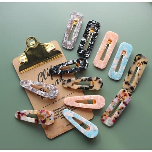 Hot Sale Fashion Acetate Acrylic Hair Clip Pin Korean Hair Accessories Water Drop Rectangle Geometric Hair Clips for Women