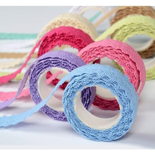 Cotton Lace Ribbon DIY Sewing Curtain Craft Decoration Baby Blue Baby Pink Cotton Trim Lace Ribbon Multi-colored