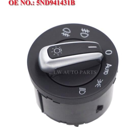 Chrome Auto Headlight Switch Fog Head Light Lamp Knob fit For VW Golf Jetta MK5 MK6 GTI Passat B6 Touran Tiguan 5ND 941 431B