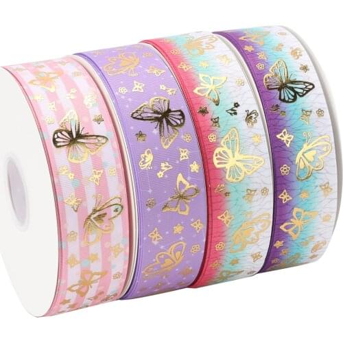 HSDRIBBON Free Shipping 38mm 1-1/2inch hsd-design custom butterfly hologram Series on Grosgrain Ribbon