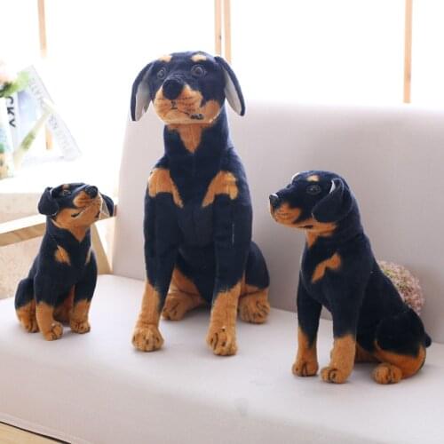 23-70CM Giant Rottweiler Dog Toy Realistic Stuffed Animal Black Dog Plush Toys Gift Doll For Children Pet Store Promotion Mascot