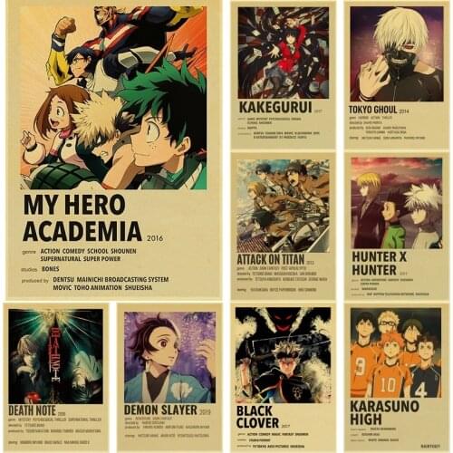 Classic Anime Collection Vintage Posters Hunter X Hunter /Haikyuu!! Kraft Paper Sticker Home Bar Cafe Decor Gift Wall Painting