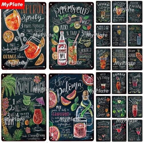 Cocktail Vintage Beer Metal Plaque Bar Sign Home Wall Decor Metal Poster Tin Sign Man Cave Club Decoration Pub Kitchen Plate