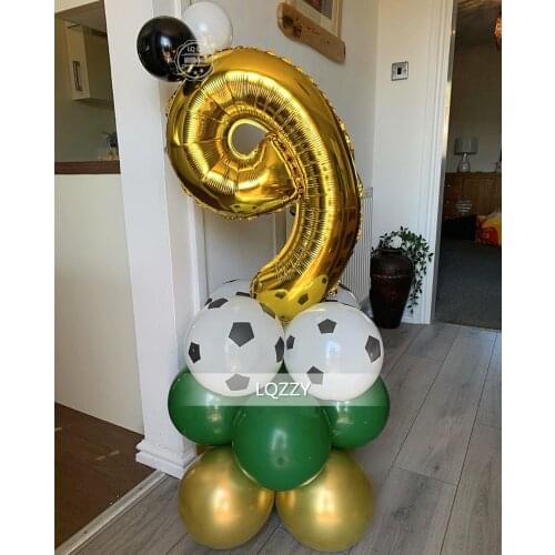 LQZZY 17PCS Gold Silver Number Balloon Happy Birthday Balloon Football 1st Birthday Party Decoration Kids Boy Girl Party Ballon