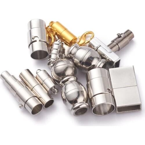 5 Sets Brass/Stainless Steel Magnetic Clasps Mixed Color Findings Link Connector for Bracelet Necklace Charm Making Accessories