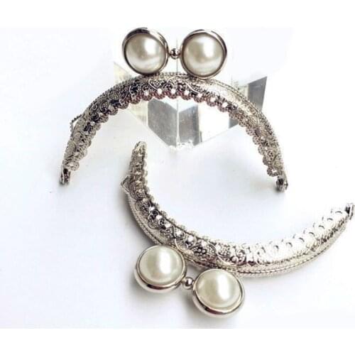 10pcs 8.5cm Pearl Pie Shape Metal Frame for Purse Handbag Shoulder Bag