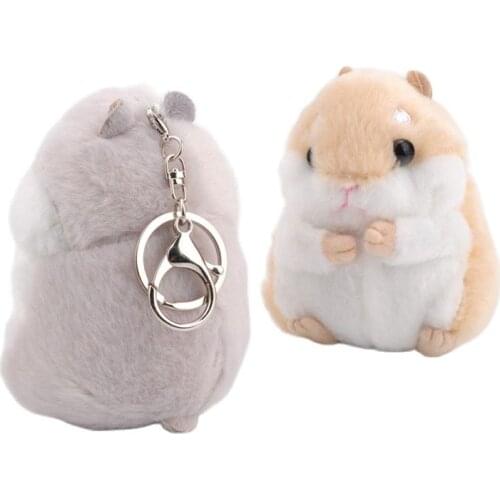 Trinket Mini Hamster PomPom KeyChains Women fluffy Bunny Hamster Toy Doll Bag Car Key Ring Keychain Car Handbag Pendant