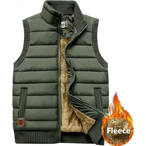Winter Fleece Vest Men Autumn Casual Thick Warm Cotton-Padded Sleeveless Jacket Outwear Army Military Coat Male Vest Waistcoat