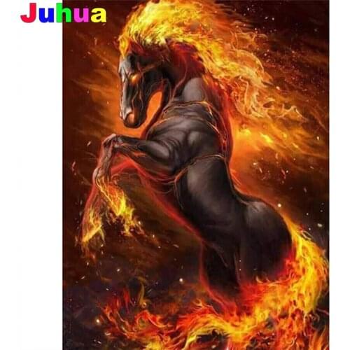 Horse in fire diamond mosaic full drill 5d diy diamond painting cross stitch kits animal diamond embroidery home decor