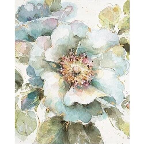 Diy Painting By Numbers Abstract Blue And White Flowers Coloring By Numbers Handpainted Acrylic Canvas Paint Decoration Gift Art